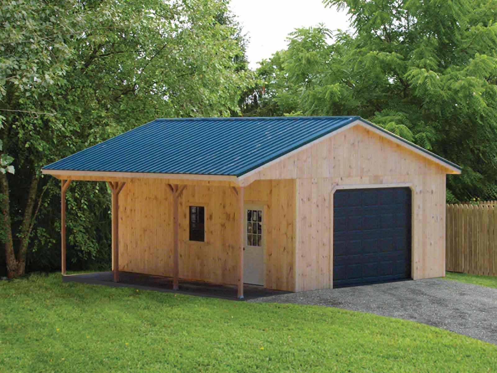 Custom Built Amish Garage with Porch