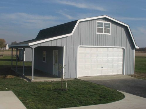 8 Foot Sidewall Barns with Porch in Gray