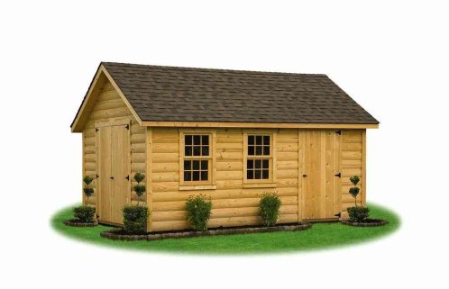 Cape Cod Style Log Sided Storage Shed