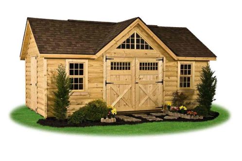 Victorian Style Storage Shed in Log Siding