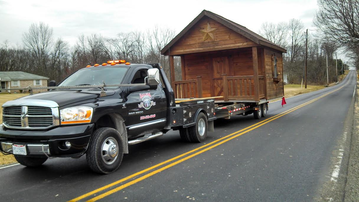 shed moving, shed hauling, & shed transportation amish