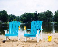 Poly Deluxe Adirondack Chairs (Aruba Blue & White)