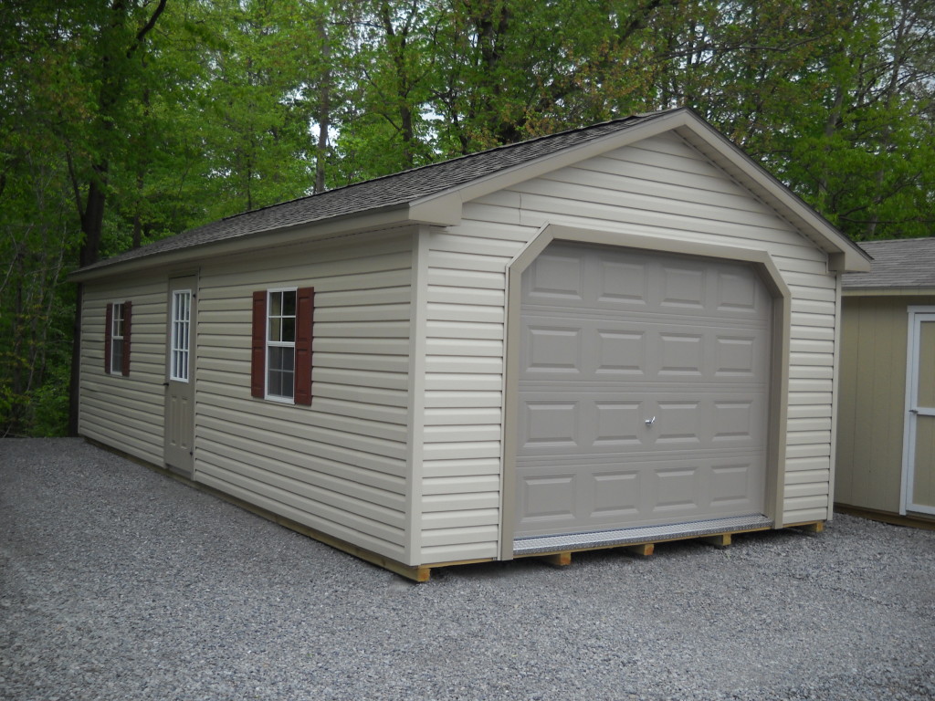 14'x32' Vinyl Peak Style Garage | Custom Built Garages 