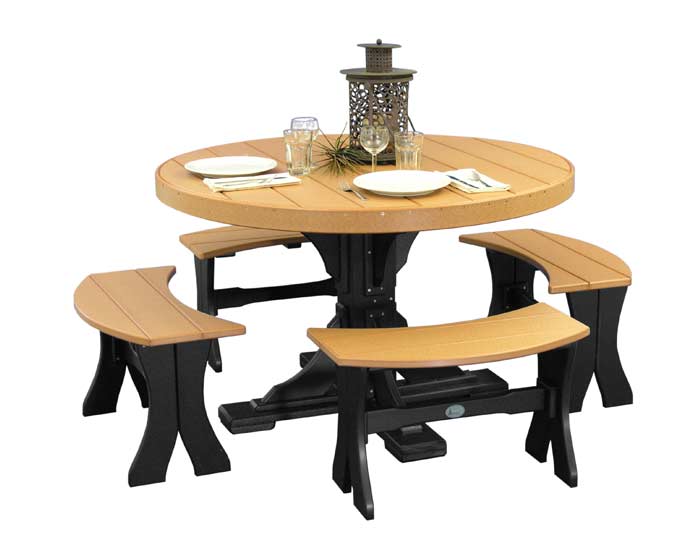 4 Foot Round Table With Picnic Benches, Round Patio Sets For 4