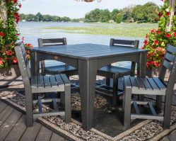 Island Dining Table (44'' Square) Set (Black)