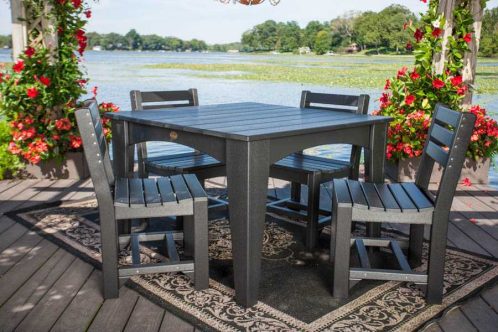 Island Dining Table (44'' Square) Set (Black)