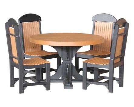 4-Foot Round Table with 4 Regular Chairs | Outdoor Patio Furniture ...