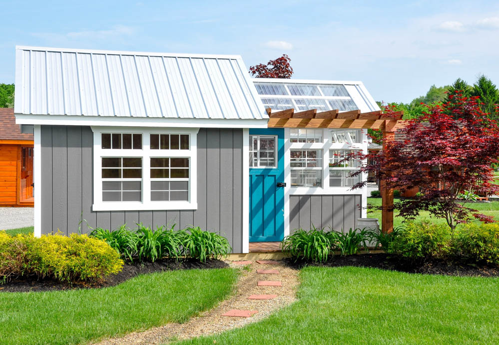 Garden Sheds Potting Amish Modular Building S Ohio - Garden Shed And Greenhouse Combination