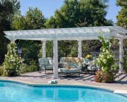 14'x20' Artisan White Vinyl Pergola with 10in-Round Column Posts