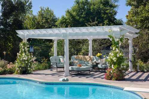 14'x20' Artisan White Vinyl Pergola with 10in-Round Column Posts