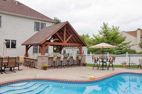 16'x14' Alpine Cedar Wood Pavilion with Bar