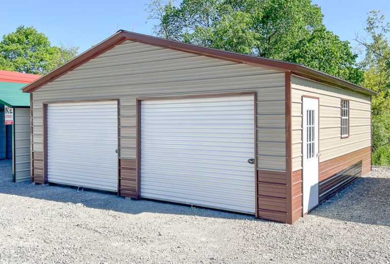 24'x26' 2 Car Garage Standard Steel Carports, Steel Garage Sales
